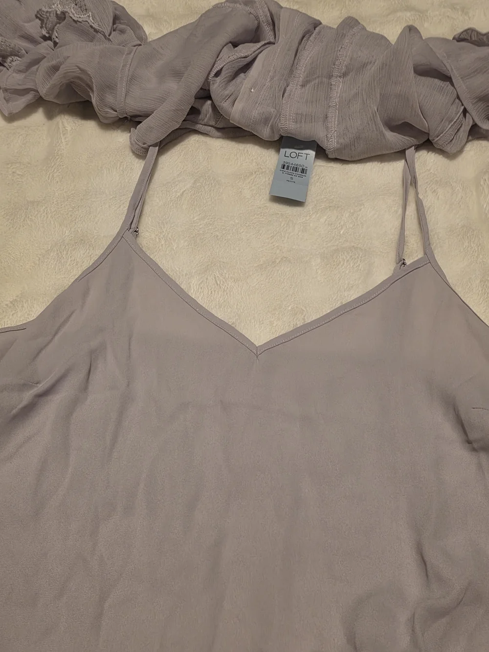 LOFT Lavender Ruffle Button-Front Blouse - Picture 6 of 7